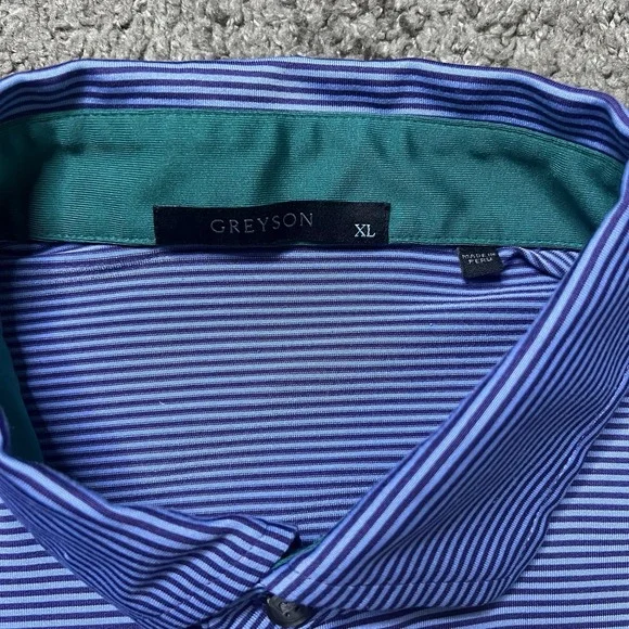 Greyson Polo Shirt Extra Large Purple Blue Club Golf Performance Outdoors Wolf - Picture 3 of 7